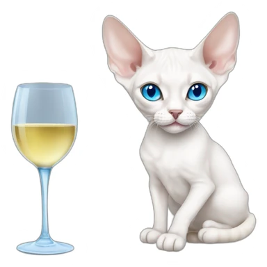 White devon rex with blue eyes drinking wine sticker