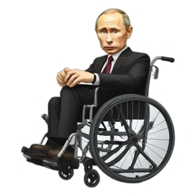 Depressed vladimir putin monke golden wheelchair jump sticker