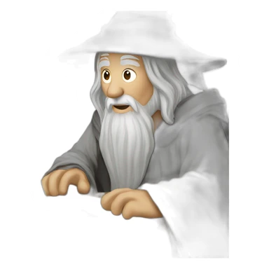 gandalf with a macbook sticker