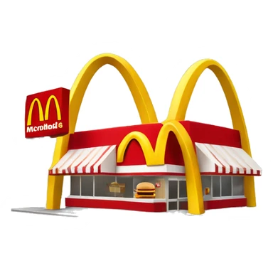 “McDonald’s store with the iconic golden arches, a red and yellow color scheme, and a simple, recognizable design that captures the essence of a fast food restaurant.” sticker