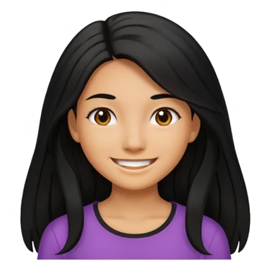 tan skin girl with long black hair smiling sticker