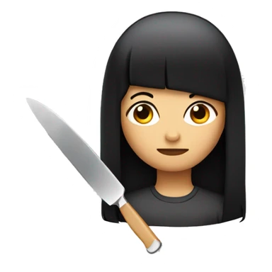 black hair with plastic knife  sticker