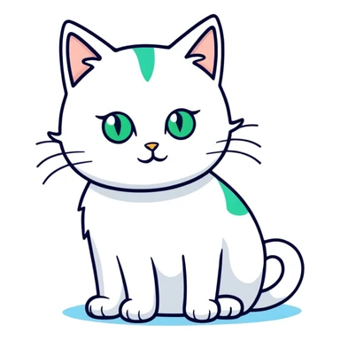 A white cat with different eyes: the left one is green, the right one is blue sticker