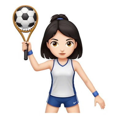A girl with dark hair does sports sticker
