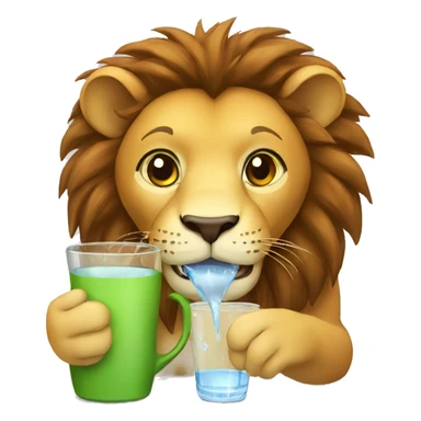 lion with cup of water sticker