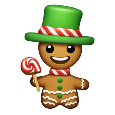 Gingerbread holding popsicle with a Christmas tree hat on sticker