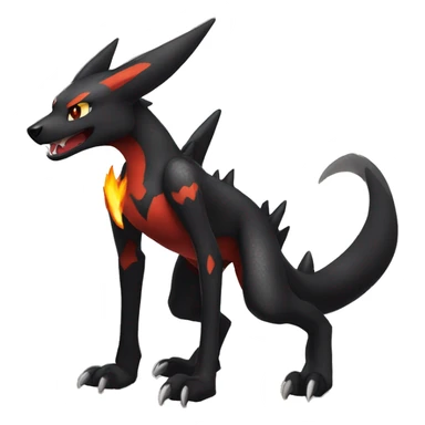 Black Cool Edgy Sergal-Houndoom-Charizard Fakémon  with White and Red Edgy markings sticker