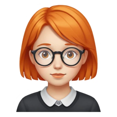 orangehaired shy nerd girl with round glasses sticker
