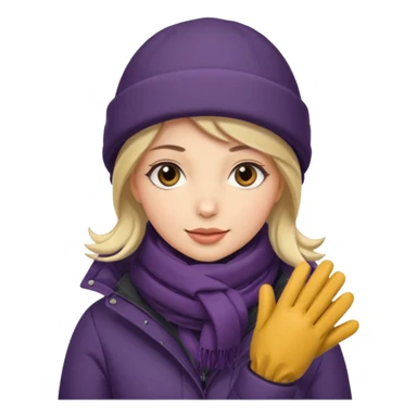 Woman bundled up with parka, hat, scarf, gloves sticker