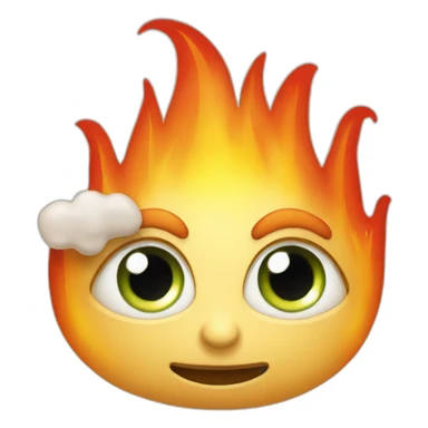 flamme avec des yeux qui sourit sticker