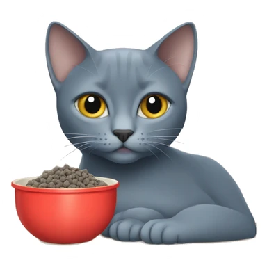 Russian Blue eating cat food sticker