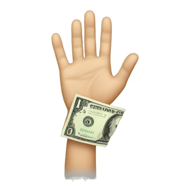 a hand giving money in the form of generosity sticker