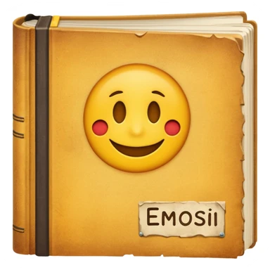 A textbook with the word 'emoji' written on the cover sticker