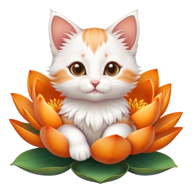 Kitten sitting on lotus flower sticker
