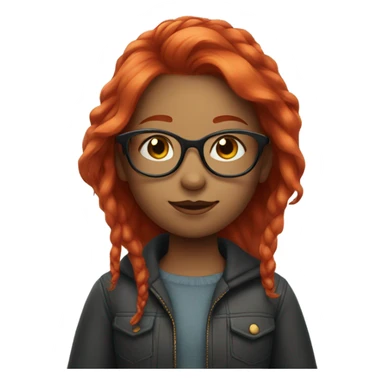 Girl with bright red hair and glasses sticker