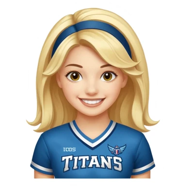 Cheerleader with the words “Sheehan Titans” on her uniform sticker