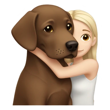 Brown Labrador hugging with a white girl with brown hair   sticker
