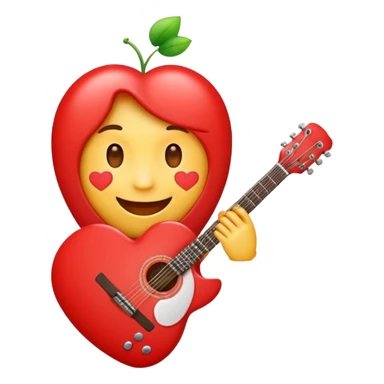 A cute emoji Heart how is holding a guitar and smile sticker