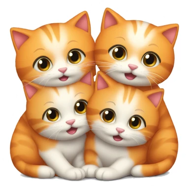 Orange cute 4 kitties together hugging  sticker