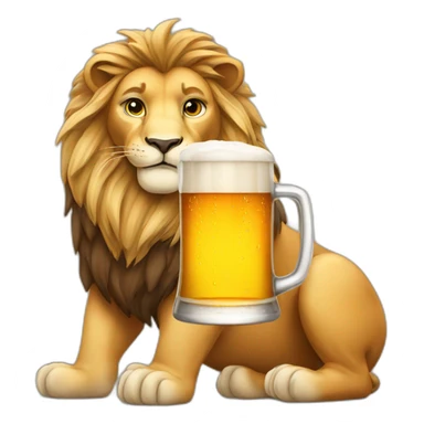Lion with beers sticker