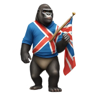 gorilla wearing paddington attire holding indian flag sticker