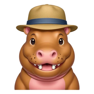 hipoptamus body wearing hat sticker
