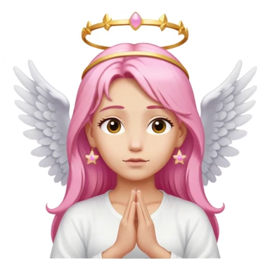 woman with long blonde hair as an angel meditating with pink hair accessories sticker
