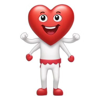 A heart with a sweet face on it, and arms and legs coming out of it sticker