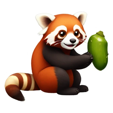 red panda with a pickle sticker