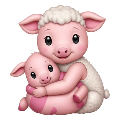 Lamb hugs Piglet sticker