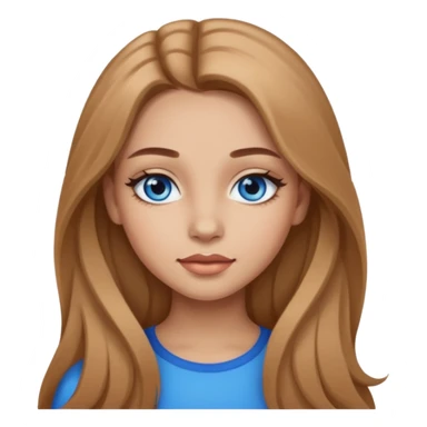 A girl with makeup, long light brown hair, blue eyes sticker