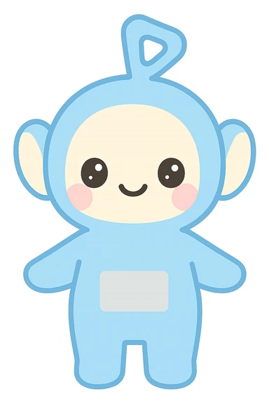 blue teletubbie, kawaii style sticker
