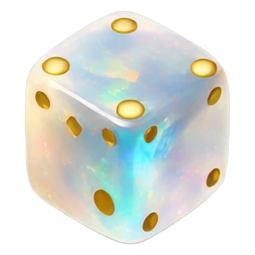opal crystal gemstone square dice gold dot sticker