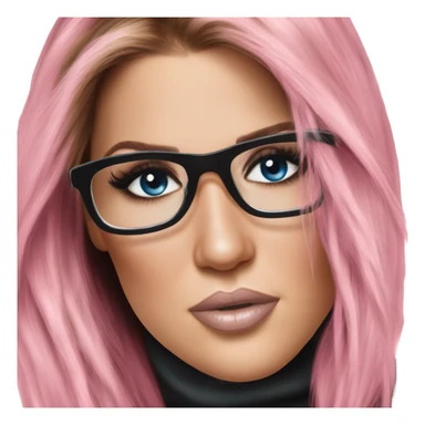 Photo Realistic khloe kardashian stylish pink hair BLUE eyes and glasses rock chick sticker