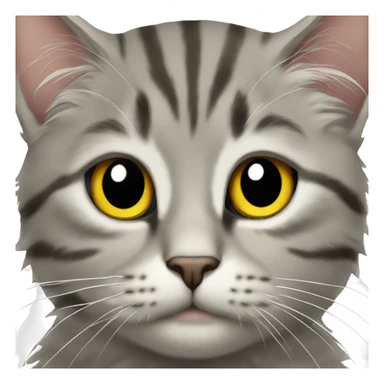 sarı kulaklı sarı kuyruklu gri tüylü bir kedi sticker