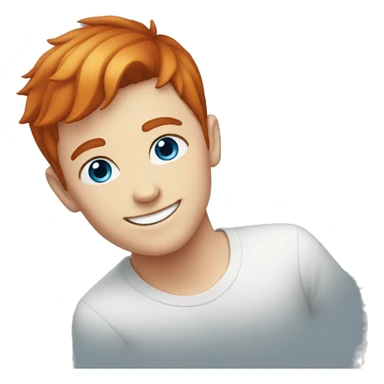 young guy smiling with blue eyes and short straight Redhead  hair sticker