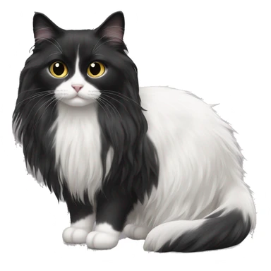 black and white cat long haired sticker