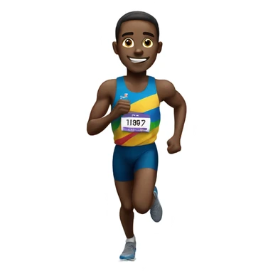 black man runner with first place medal sticker