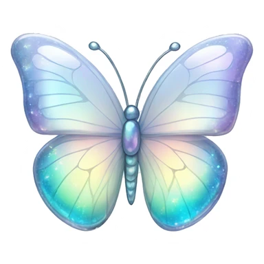 Sparkly glossy Pastel white iridescent glass crystal butterfly sticker