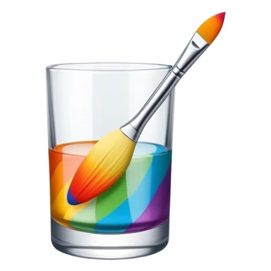 Glass painting icon, hand-painted colorful patterns on a glass surface, visible fine paintbrush and glass object like a vase or decorative plate, bright vibrant colors, no finished artwork, just the painting process, minimalistic style, clean lines, transparent background. sticker