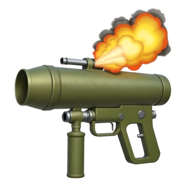 olive colored two-handled bazooka firing sticker