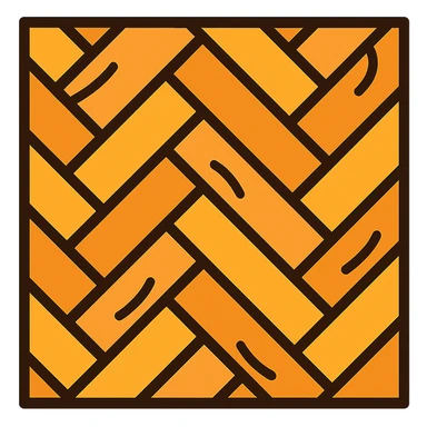 European hardwood floor icon, herringbone pattern, warm tones, top-down view, color outline style sticker