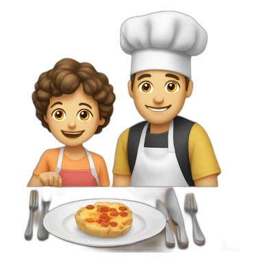 un fils et sa mere qui cuisine sticker