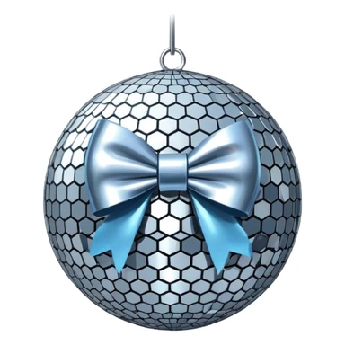 Disco ball with a bow sticker