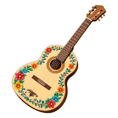 Spanish guitar with colorful decorations sticker