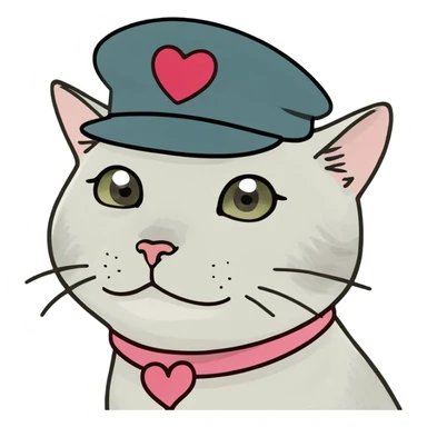 cat with a hat and heart eyes sticker