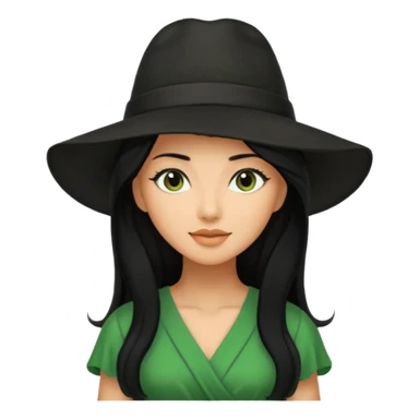 green dress black long hair black hat sticker