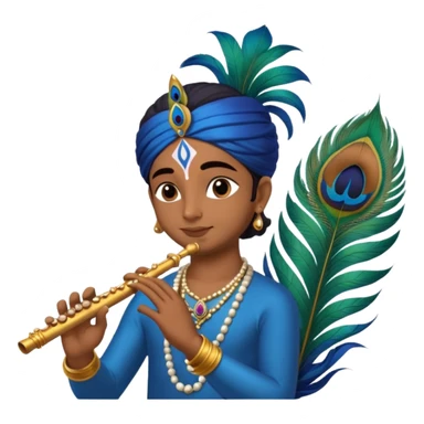 Lord krishnas flute, peacock feather sticker