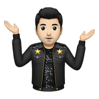 Chino Moreno with black hair, black sequin tour outfit sticker