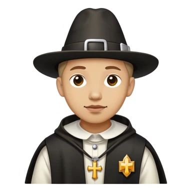 pilgrim with pilgrim badge sticker